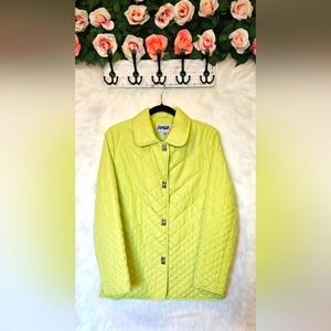 Pizazz Y2K Quilted Lime Green Puffer Jacket